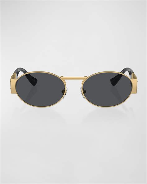 Versace Medusa Deco Steel & Acetate Oval Sunglasses.